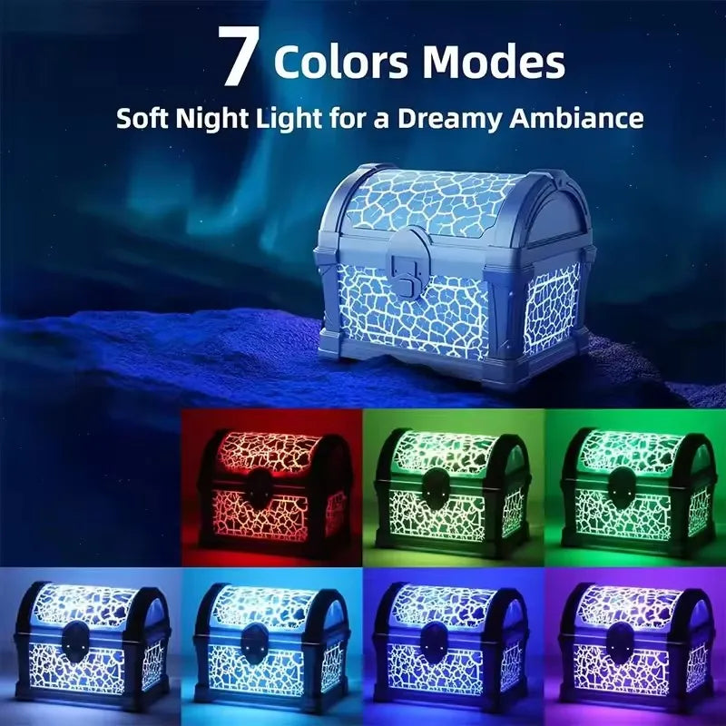 Treasure Box Galaxy Projection Light Bluetooth Speaker Bedroom Atmosphere Ambient Night Light Projector Children Christmas Gift