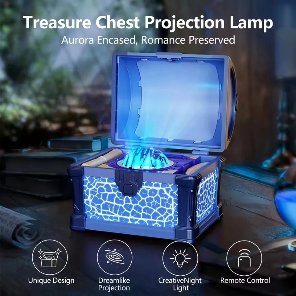 Treasure Box Galaxy Projection Light Bluetooth Speaker Bedroom Atmosphere Ambient Night Light Projector Children Christmas Gift