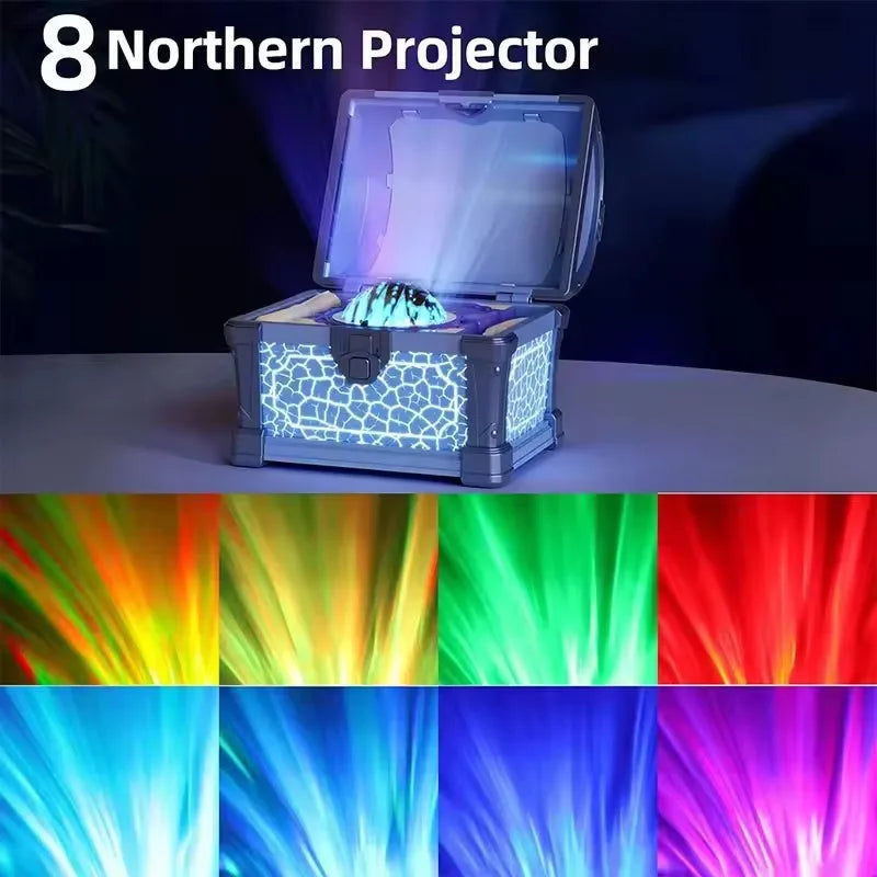 Treasure Box Galaxy Projection Light Bluetooth Speaker Bedroom Atmosphere Ambient Night Light Projector Children Christmas Gift