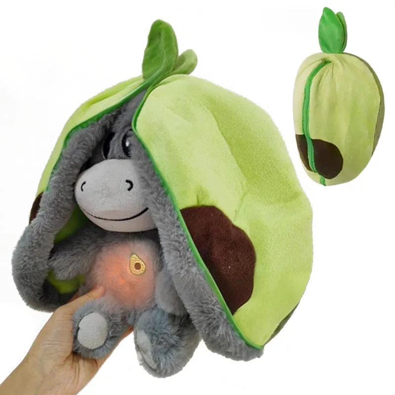 Baby Strawberry Donkey Plush Toy Stuffed Creative Into Fruit Transform Breathing Donkey Sleeping Doll 30cm for Kid Birthday Gift