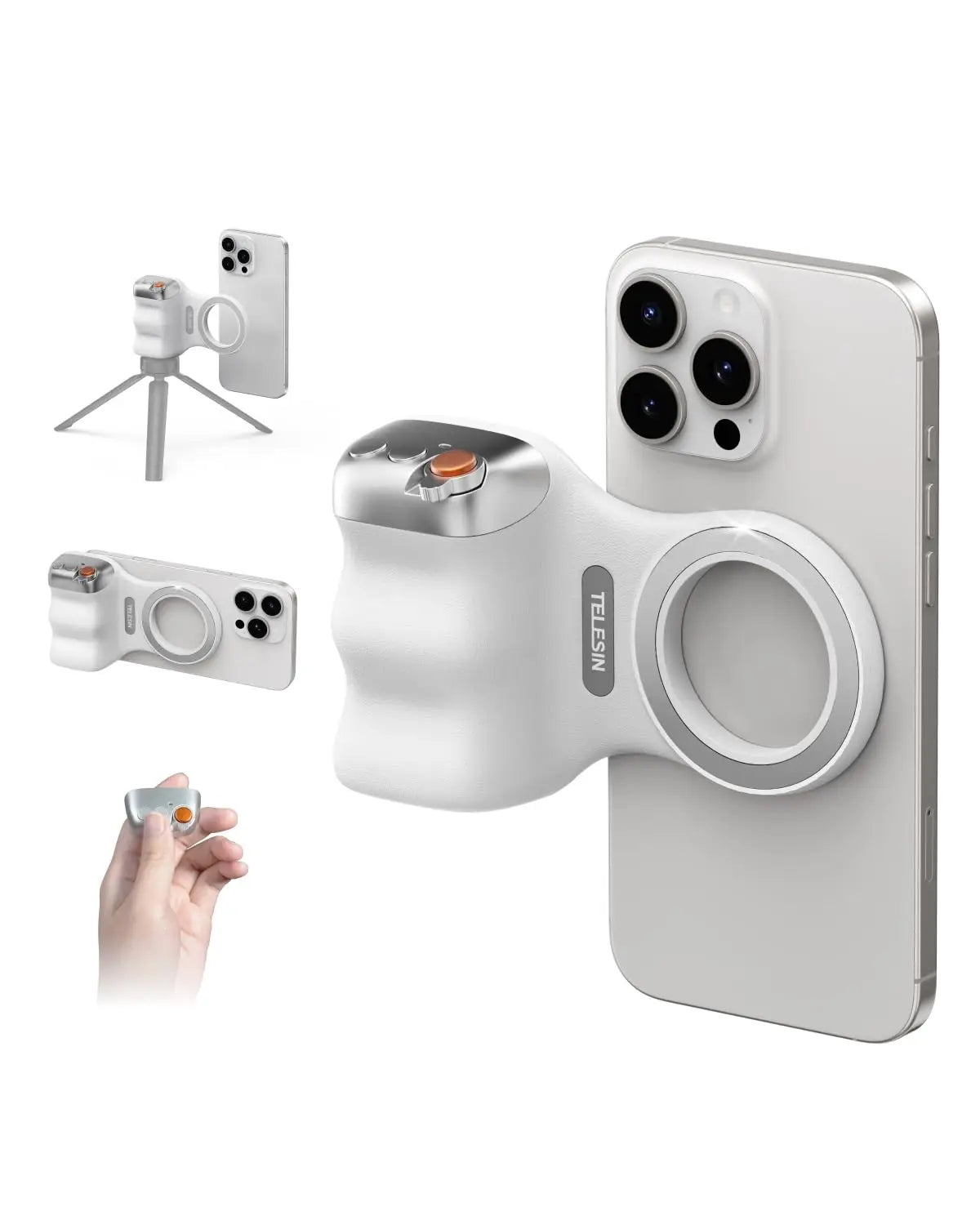TELESIN Fun Shot Magnetic Phone Camera Grip + C03 Magnetic Selfie Light Bundle Kit Compatible with IPhone & Android