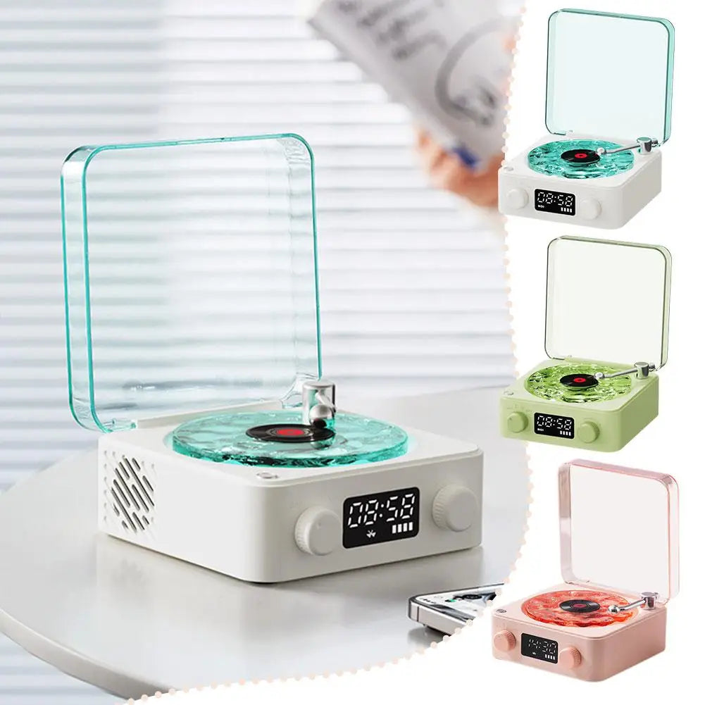 Vinyl Player Bluetooth Speaker with White Noise Retro Turntable Speaker Sleep Aid Vitrola Shaped Speaker with RGB Light