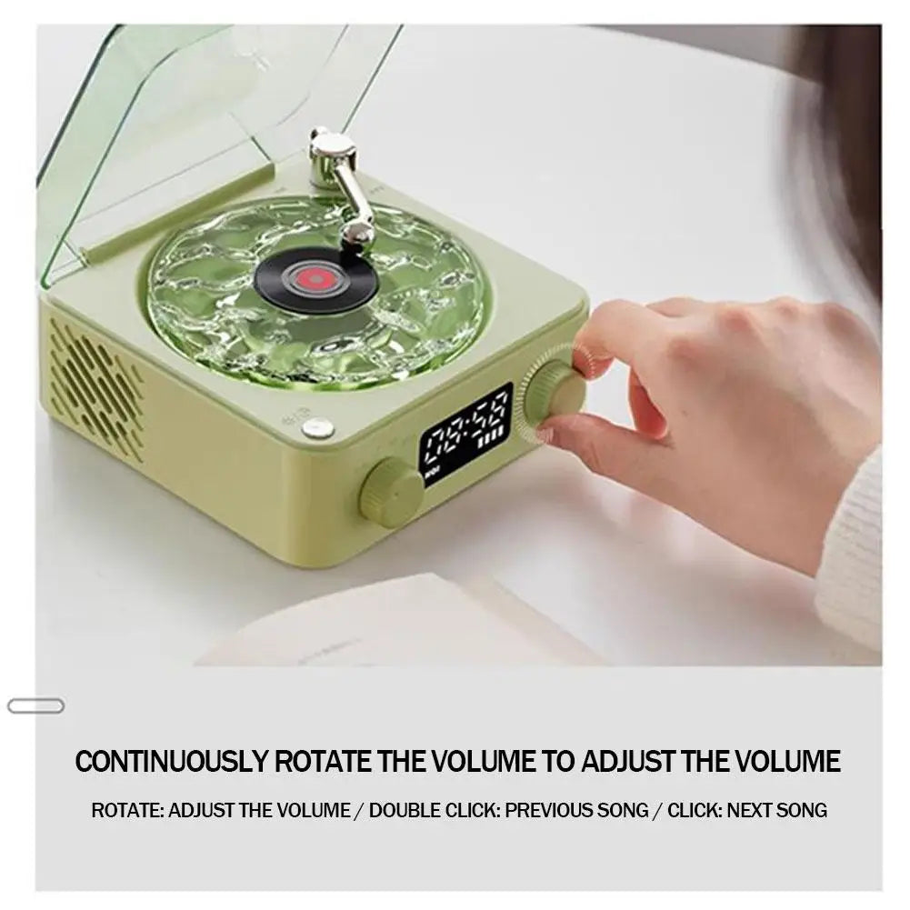 Vinyl Player Bluetooth Speaker with White Noise Retro Turntable Speaker Sleep Aid Vitrola Shaped Speaker with RGB Light